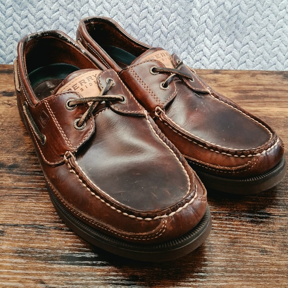 Sperry Top-Sider Mako Dark Brown Leather Boat Shoes Mens 10M Coastal Yacht Club